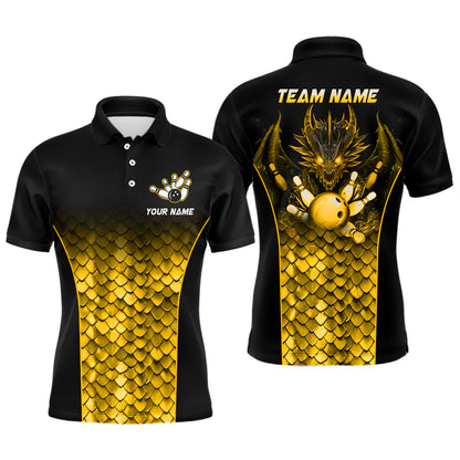 Custom Gold Dragon Bowling Polo Shirts For Men And Women Bowling Team Jersey BDT508