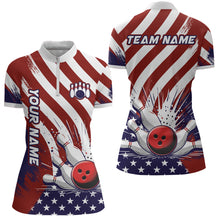 Load image into Gallery viewer, Custom Patriotic Bowling 1/4 Zip Shirts For Men Women American Bowling Jersey Team BDT516