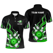 Load image into Gallery viewer, Green Flame Bowling Polo Shirts for Men And Women Custom Bowling Team Jerseys Unisex BDT477