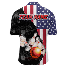 Load image into Gallery viewer, American Bowling Shirt For Men Patriotic Bowling Jersey Team League Bowling Quarter-Zip Shirt BDT313