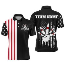 Load image into Gallery viewer, American Bowling Shirt Men Black Bowling Team League Jersey Custom Bowling Polo Shirt BDT357
