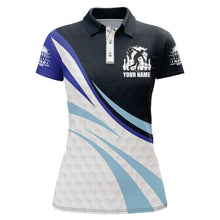 Load image into Gallery viewer, Black&amp;Blue Bowling Jersey For Women Personalized Bowling Polo Shirt BDT277