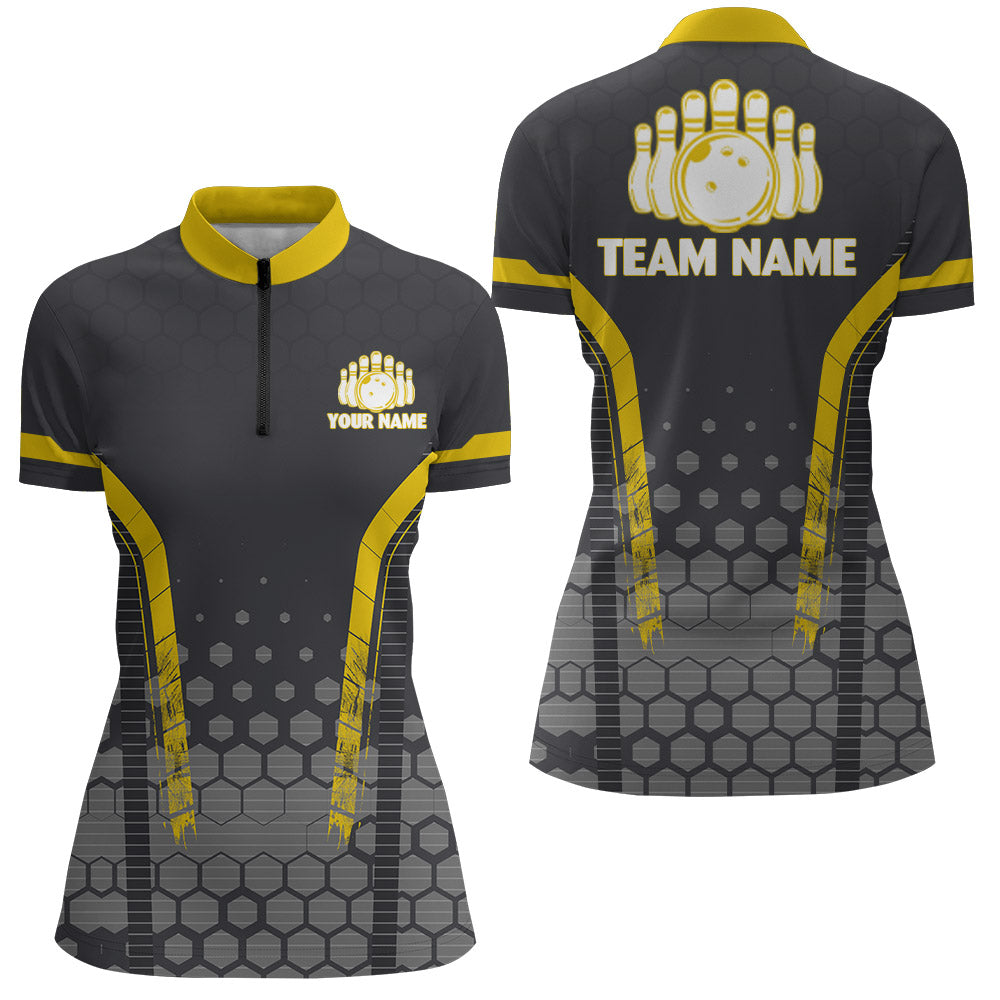 Personalized Bowling Quarter-Zip Shirts Women Custom Bowling Jersey Team Bowlers BDT269