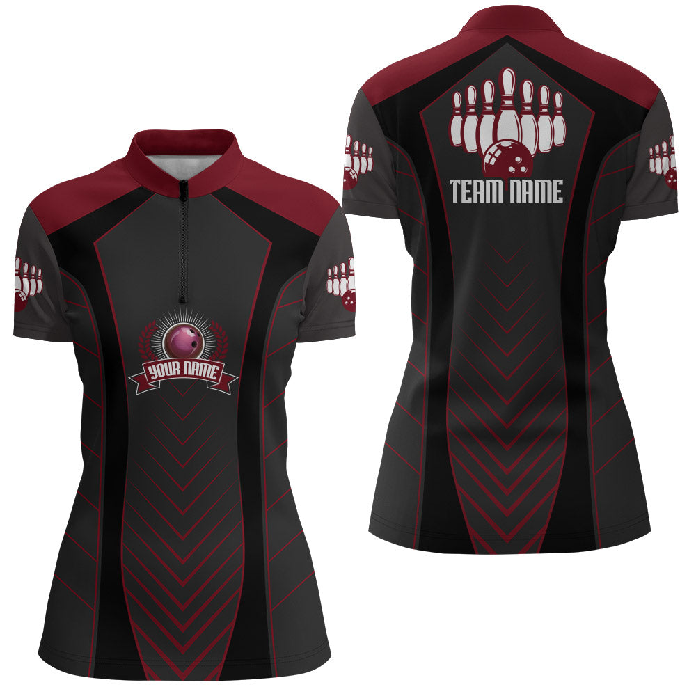 Bowling Quarter-Zip Shirt For Women Custom Name Bowling Jersey Bowling Team Shirt BDT266