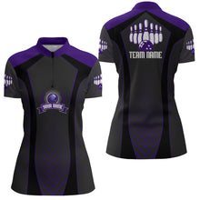 Load image into Gallery viewer, Bowling Quarter-Zip Shirt For Women Custom Name Bowling Jersey Bowling Team Shirt BDT266