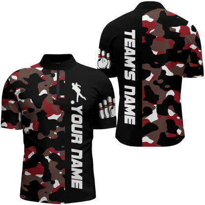 Camo Bowling Quarter-Zip Shirt For Men And Women Personalized Bowling Jerseys Team BDT446