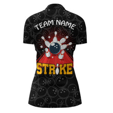 Load image into Gallery viewer, Strike Flame Bowling Shirt Women Custom Black Bowling Jersey Team Bowling Quarter-Zip Shirt BDT257