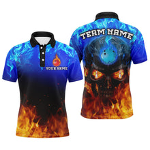 Load image into Gallery viewer, Flame Skull Bowling Polo Shirts Unisex Custom Bowling Team Jersey For Men &amp; Women BDT483