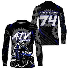 Load image into Gallery viewer, Adult&amp;Kid Blue ATV Motocross Jersey Personalized UPF30+ Quad Bike Shirt Off-Road ATV MX Racing PDT737