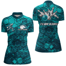 Load image into Gallery viewer, Turquoise Bowling Quarter-Zip Shirt Custom Bowling Jersey For Women Bowling Shirts For Team BDT255