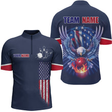 Load image into Gallery viewer, American Bowling Quarter-Zip Shirt For Men &amp; Women Custom Eagle Bowling Team Jersey Navy BDT539