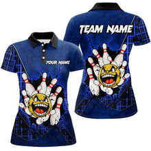 Load image into Gallery viewer, Funny Blue Bowling Polo Shirts Men Women Custom Bowling Team Jersey Unisex Bowler Gift BDT489