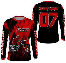 Load image into Gallery viewer, Custom Dirt Bike Jersey Men Women Kid UPF30+ Red Motocross Off-Road Jersey MX Riding Shirt PDT666