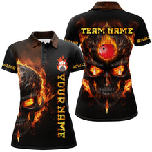 Load image into Gallery viewer, Skull Bowling Shirt For Women Flame Bowling Team League Jersey Custom Bowling Polo Shirt BDT333