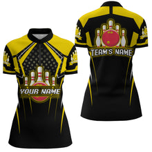 Load image into Gallery viewer, Personalized Bowling Jersey For Women Bowling Quarter-Zip Shirt For Team Strike BDT271