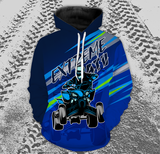 Custom Blue ATV Quad Hoodie Men Women Extreme ATV Motocross Quad Bike Hooded Jersey PDT921
