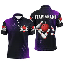 Load image into Gallery viewer, Purple Bowling Polo Shirt for Men Custom Bowling Jersey Bowling Team League Shirt BDT258
