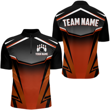 Load image into Gallery viewer, Custom Bowling Shirts Men &amp; Women Orange Bowling Team Jersey Unisex 1/4 Zip Bowling Uniform BDT530