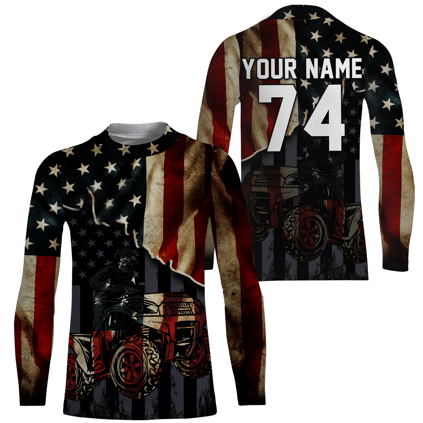 American Flag ATV Motocross Jersey Men Kid Women UPF30+ Patriotic Quad Bike Shirt Off-Road ATV MX PDT722