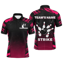 Load image into Gallery viewer, Camo Bowling Shirt Men Custom Bowling Polo Shirt Strike Bowling Team Jersey BDT328