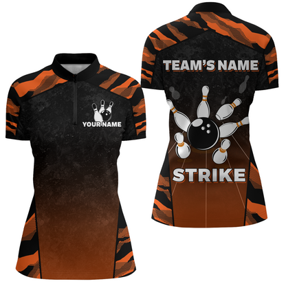 Camo Bowling Shirt Women Custom Bowling Quarter-Zip Shirt Strike Bowling Team Jersey BDT328