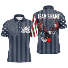 Load image into Gallery viewer, Eagle Navy Bowling Shirt For Men &amp; Women Custom Patriotic Bowling Team Jersey Polo BDT540