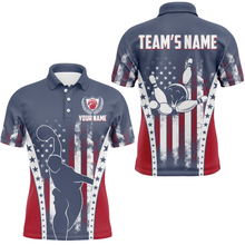 Load image into Gallery viewer, American Bowling Jersey For Men Custom Navy Bowling Shirt Team Bowling Polo Shirt BDT316
