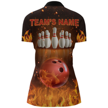 Load image into Gallery viewer, Personalized Women's Bowling Team Shirt Flame Bowling Jersey Custom Funny Bowling 1/4 Zip Shirt BDT330