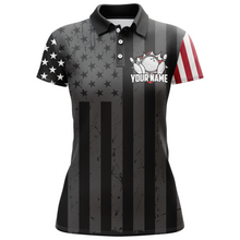 Load image into Gallery viewer, Custom American Bowling Shirt For Women Black Bowling Jersey Team League Bowling Polo Shirt BDT334