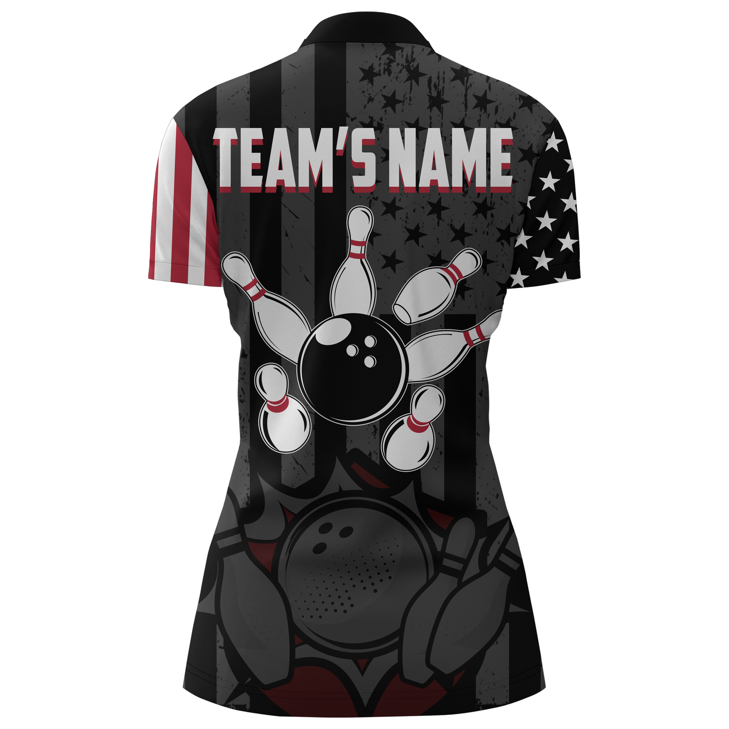 Custom American Bowling Shirt For Women Black Bowling Jersey Team League Bowling 1/4 Zip Shirt BDT334