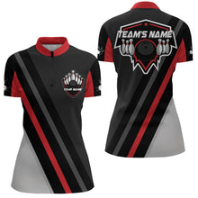 Load image into Gallery viewer, Black&amp;Red Bowling Quarter-Zip Shirt For Women Vintage Bowling Team Jersey Custom Bowling Shirt BDT183