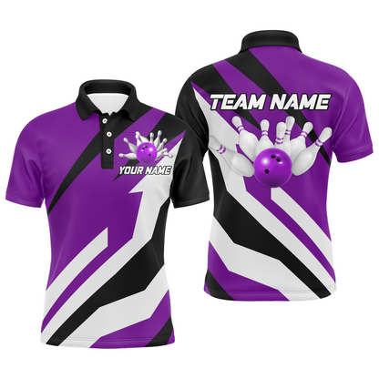 Purple Bowling Polo Shirts Unisex Custom Bowling Jersey for Men & Women Bowling Team League BDT553