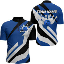 Load image into Gallery viewer, Blue Bowling Shirts Unisex Custom Bowling Jersey for Men &amp; Women 1/4 Zip Bowling Team League BDT553