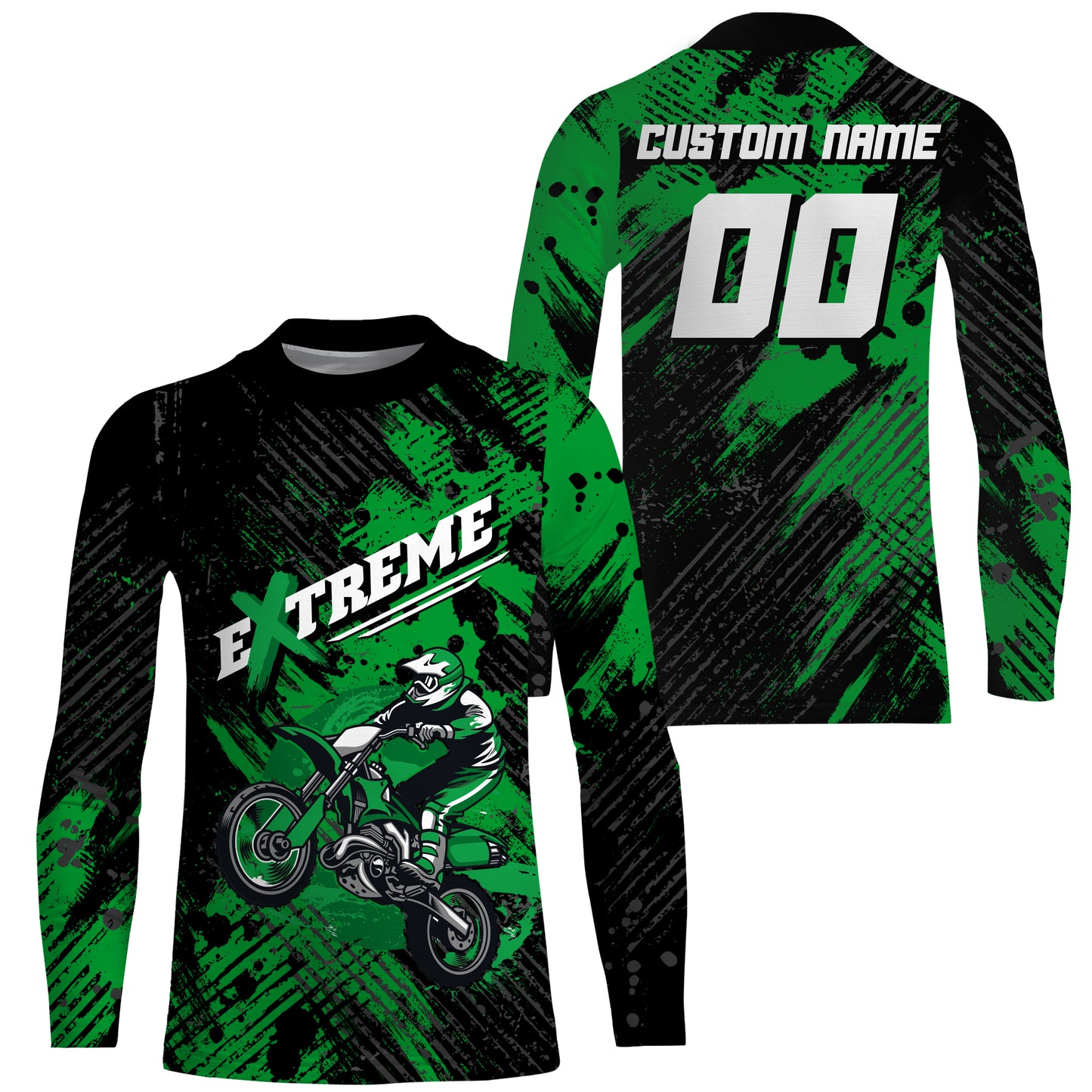 Custom Dirt Bike Jersey Kid Men Women Upf30+ Green Motocross Racing Shirt Motorcycle PDT675