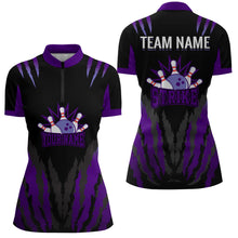 Load image into Gallery viewer, Strike Bowling Jersey For Women Personalized Bowling Shirt Team Bowling Quarter-Zip Shirt BDT286