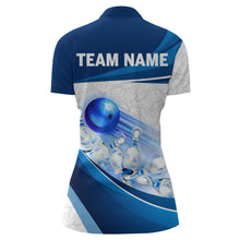 Load image into Gallery viewer, Custom Bowling Shirt For Women Navy Bowling Team Jersey Custom 3D Bowling Quarter-Zip Shirts BDT300