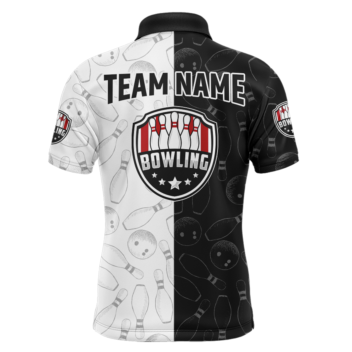 American Bowling Shirts Men Black&White Bowling Team Jersey Custom Bowling Polo Shirt BDT359
