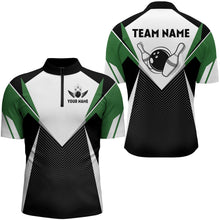 Load image into Gallery viewer, Personalized Bowling Shirt For Men Custom Bowling Quarter-Zip Shirt Green Bowling Jersey BDT252