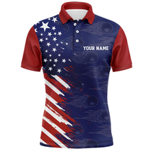 Load image into Gallery viewer, Navy Bowling Polo Shirt Men Custom American Bowling Jersey Seamless Pattern Bowling Shirts BDT319