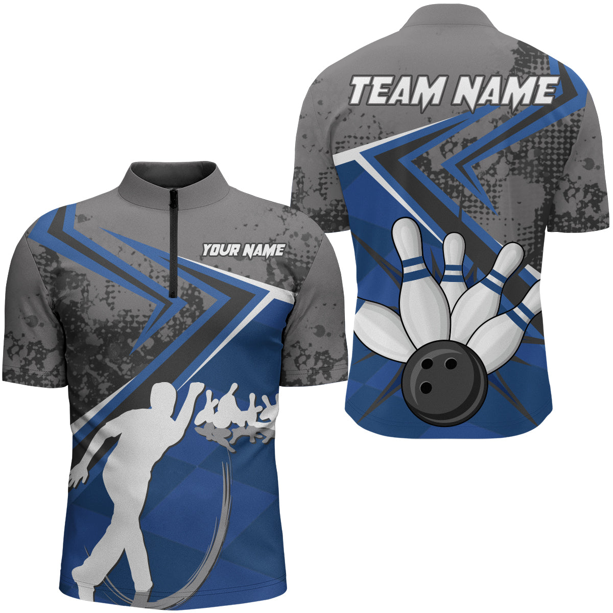Custom Bowling Jersey For Men Bowling Quarter-Zip Shirt Team Bowling Short Sleeve BDT270