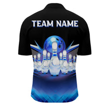 Load image into Gallery viewer, Custom 3D Bowling League Shirt Blue Bowling Jersey For Men Bowling Quarter-Zip Shirt Team BDT339