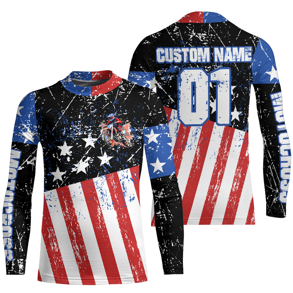 Patriotic Motocross Racing Jersey Kid Adult Dirt Bike Shirt American Flag Riding Shirt XM326