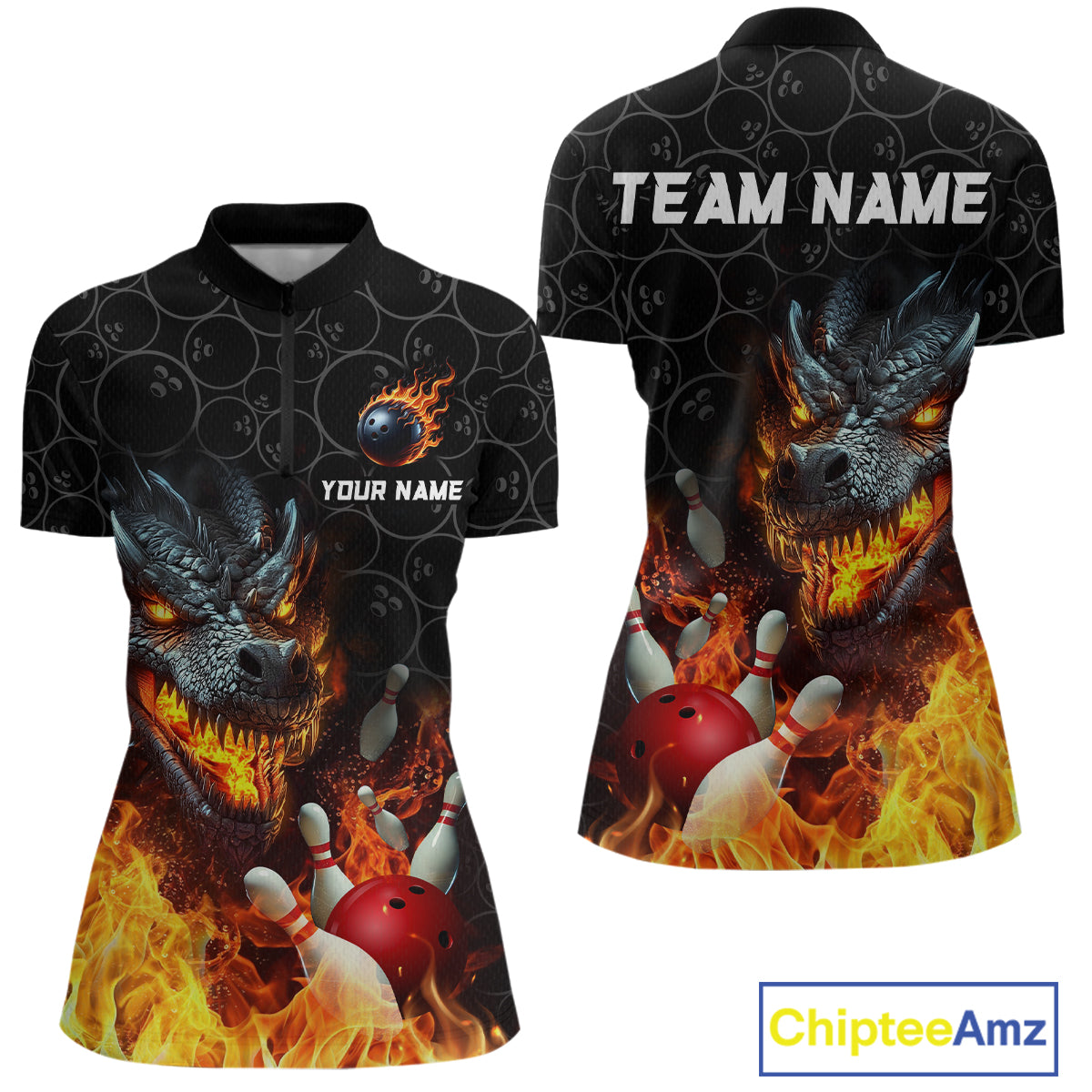 Custom Dragon Flaming Bowling Shirt for Men and Women Dragon Bowling Jersey Team MBL96