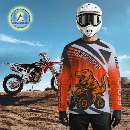 Dinosaur ATV Motocross Racing Jersey ATV Riding Shirt Orange Quad Jersey for Adult Kid MX126
