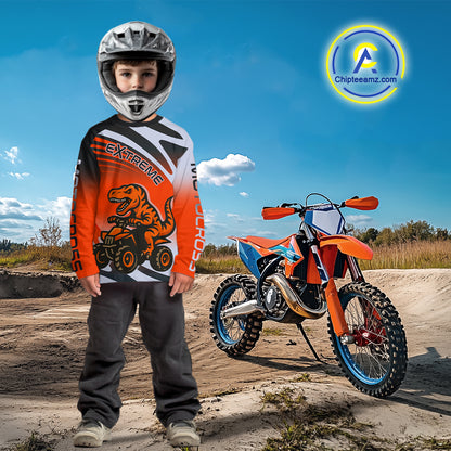 Dinosaur ATV Motocross Racing Jersey ATV Riding Shirt Orange Quad Jersey for Adult Kid MX126
