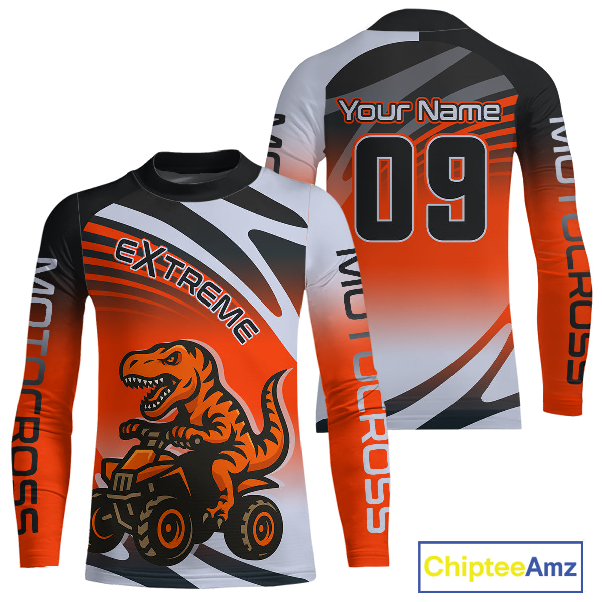 Dinosaur ATV Motocross Racing Jersey ATV Riding Shirt Orange Quad Jersey for Adult Kid MX126
