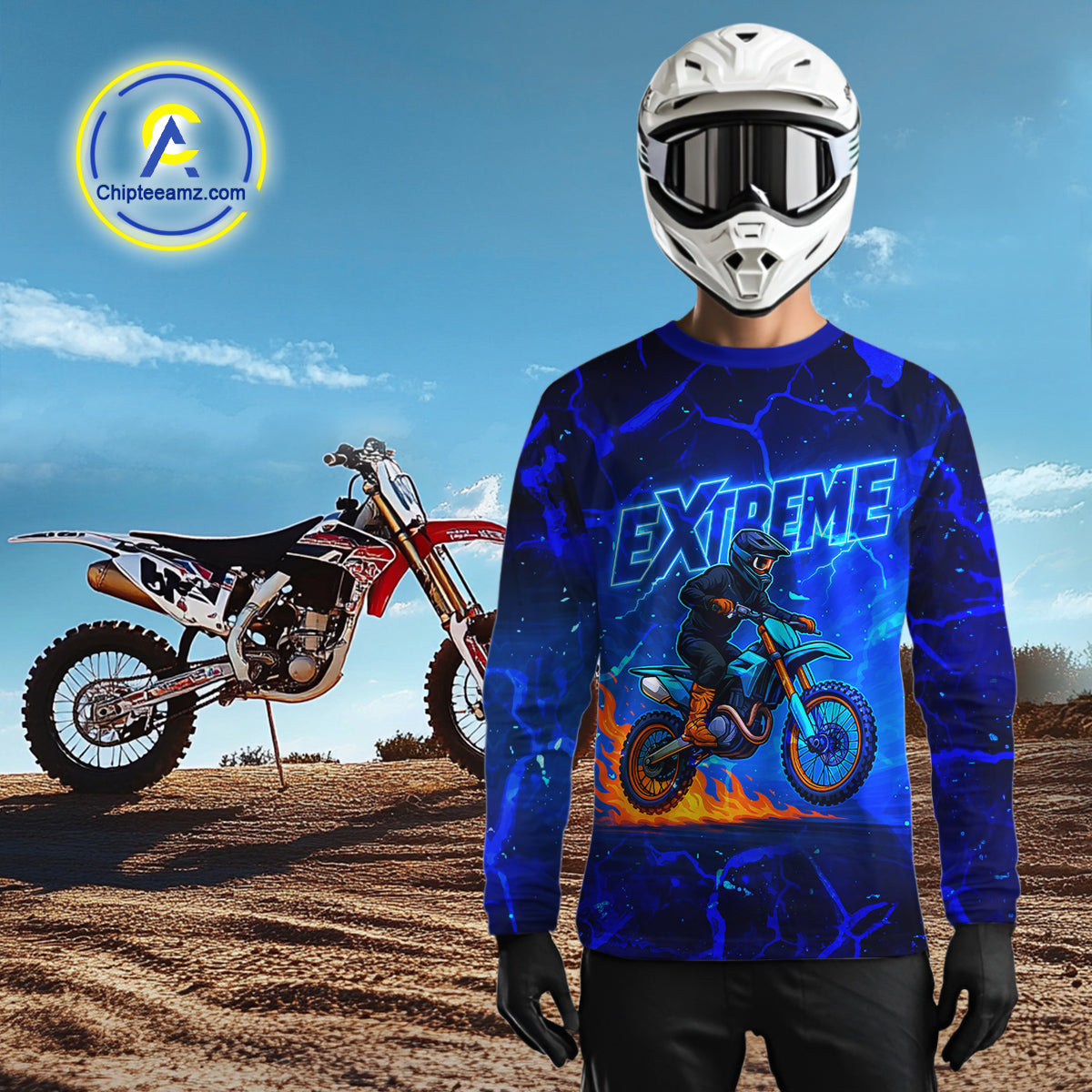 Lightning Motocross Jersey Blue Dirt Bike Shirt Men Kid Women Youth Off Road Shirt XM384