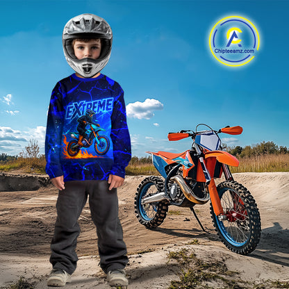 Lightning Motocross Jersey Blue Dirt Bike Shirt Men Kid Women Youth Off Road Shirt XM384