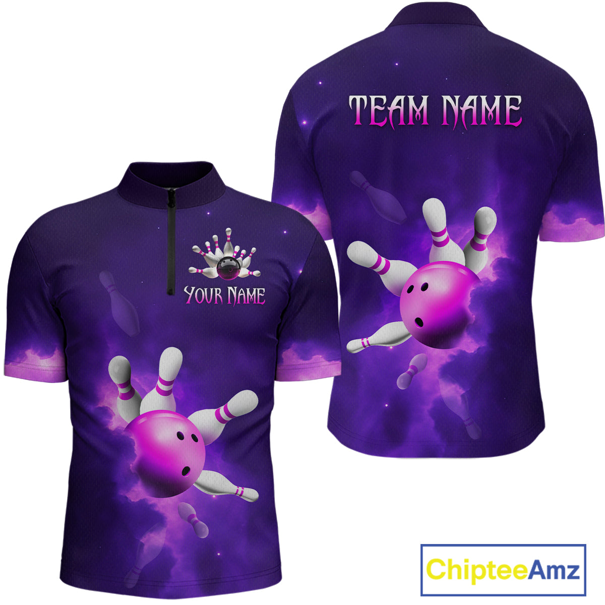 Purple Smoke Bowling Shirts for Women Men Team Custom Bowling Jerseys MBL126