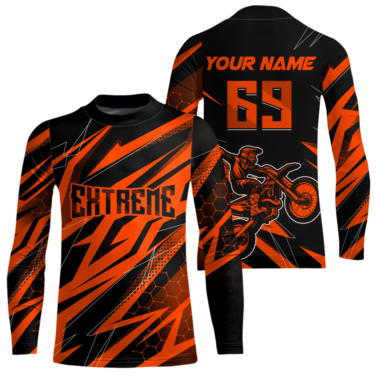 Motocross Jersey Kid Men Women Upf30+ Orange Racing Dirt Bike Shirt Off-Road Motorcycle XM286